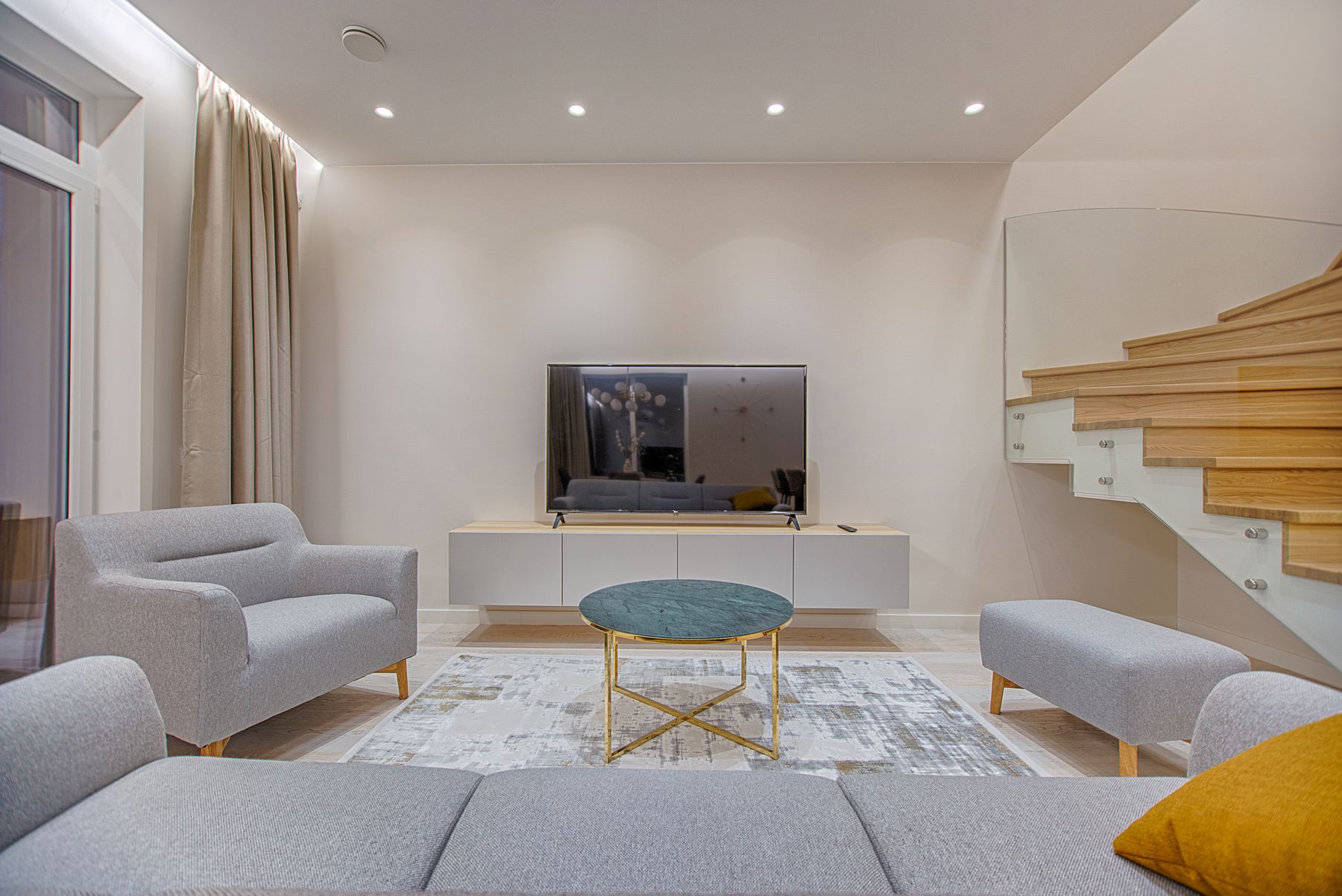 Freshly repainted living room in soft neutral tones